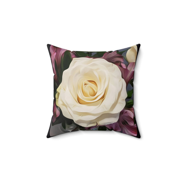 Spun Polyester Square Pillow- Nia's Maria's Rose