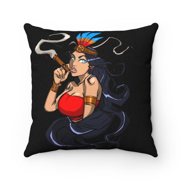 Spun Polyester Square Pillow @Klever_art Taino  Cigar Princess