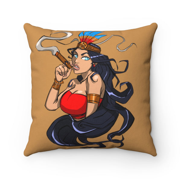 Spun Polyester Square Pillow @Klever_art Taino  Cigar Princess