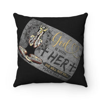 Polyester Square Pillow "God is with her"